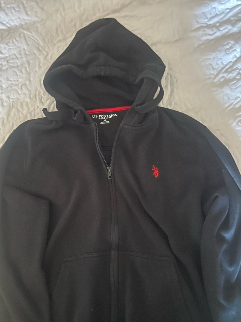 Polo by Ralph Lauren Black Zip Hoodie with Red Pony